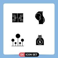 Group of 4 Solid Glyphs Signs and Symbols for football forest soccer baby nature Editable Vector Design Elements