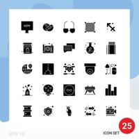 25 Universal Solid Glyphs Set for Web and Mobile Applications jam zodiac read sagittarius view Editable Vector Design Elements