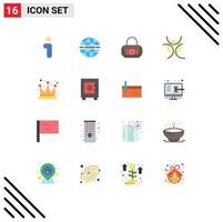 16 User Interface Flat Color Pack of modern Signs and Symbols of locker empire bag crown science Editable Pack of Creative Vector Design Elements