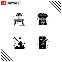 User Interface Pack of 4 Basic Solid Glyphs of home farm clover hat spade Editable Vector Design Elements