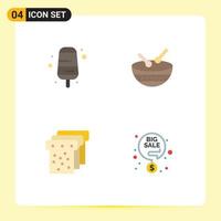 Set of 4 Commercial Flat Icons pack for cream education drum parade discount Editable Vector Design Elements