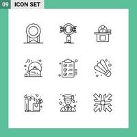 Modern Set of 9 Outlines Pictograph of tea breakfast desk user person Editable Vector Design Elements