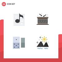 Editable Vector Line Pack of 4 Simple Flat Icons of nodes casino sound drum dominoes Editable Vector Design Elements