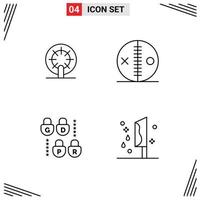 Modern Set of 4 Filledline Flat Colors Pictograph of wheel gdpr ship halloween security Editable Vector Design Elements