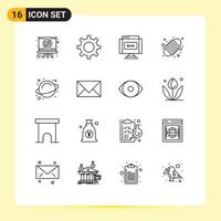 16 Universal Outline Signs Symbols of science yarn blog rope camping Editable Vector Design Elements