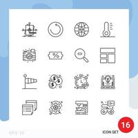 Universal Icon Symbols Group of 16 Modern Outlines of image process global creative christmas Editable Vector Design Elements