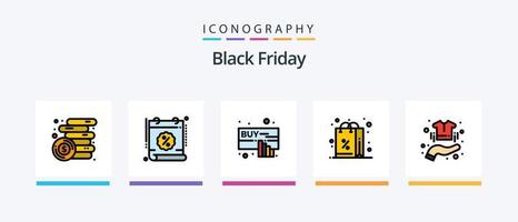 Black Friday Line Filled 5 Icon Pack Including agent. percentage. price tag. percent. shopping. Creative Icons Design vector