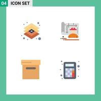 Modern Set of 4 Flat Icons and symbols such as creative archive layer blueprint accounting Editable Vector Design Elements