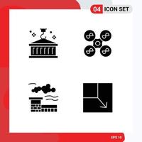 Editable Vector Line Pack of 4 Simple Solid Glyphs of box factory logistic fly landscape Editable Vector Design Elements