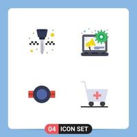 4 Universal Flat Icons Set for Web and Mobile Applications equipment military taxi content rank Editable Vector Design Elements