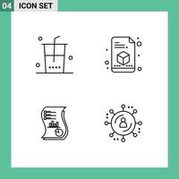 Mobile Interface Line Set of 4 Pictograms of drinks business shopping page marketing Editable Vector Design Elements