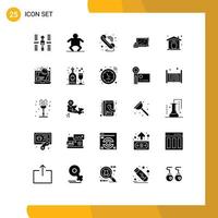 Set of 25 Modern UI Icons Symbols Signs for insurance lock call security computer Editable Vector Design Elements