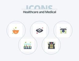 Medical Flat Icon Pack 5 Icon Design. time. calendar. herbal. appointment. eyesight vector