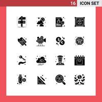 User Interface Pack of 16 Basic Solid Glyphs of fast food hobby bug hobbies virus Editable Vector Design Elements