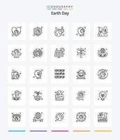 Creative Earth Day 25 OutLine icon pack  Such As eco. planet. ecology. human. brain vector