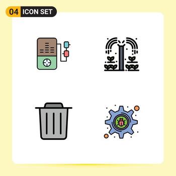 4 Filledline Flat Color concept for Websites Mobile and Apps music trash agriculture plant hacker Editable Vector Design Elements