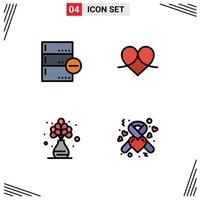 4 Filledline Flat Color concept for Websites Mobile and Apps backup wrapper database heart living Editable Vector Design Elements
