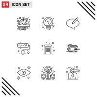 9 Creative Icons Modern Signs and Symbols of mobile access message roller brush Editable Vector Design Elements