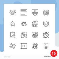 Outline Pack of 16 Universal Symbols of space astronaut play sales chart Editable Vector Design Elements