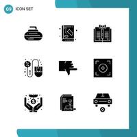 9 User Interface Solid Glyph Pack of modern Signs and Symbols of mouse computer experiment mouse law Editable Vector Design Elements