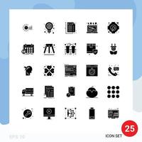 Group of 25 Solid Glyphs Signs and Symbols for login install bulb document medical Editable Vector Design Elements