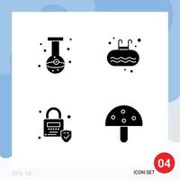 4 Universal Solid Glyph Signs Symbols of ball swim eye ladder locked Editable Vector Design Elements