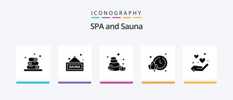 Sauna Glyph 5 Icon Pack Including . love. sauna. hand. watch. Creative Icons Design vector