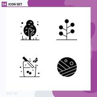 Set of 4 Modern UI Icons Symbols Signs for camping food tree nature moisturizer Editable Vector Design Elements