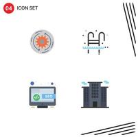 Set of 4 Vector Flat Icons on Grid for solution water finance pool seo Editable Vector Design Elements