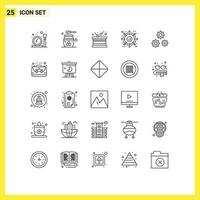 25 Universal Line Signs Symbols of configuration package relaxation bundle sound Editable Vector Design Elements