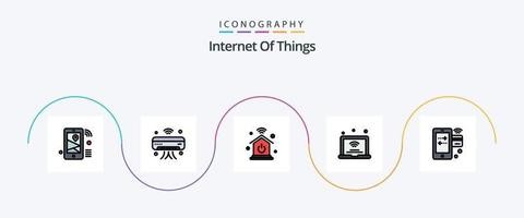 Internet de cosas línea lleno plano 5 5 icono paquete incluso Wifi. Internet de cosas. iot Internet. Internet de cosas vector