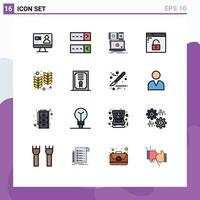 Set of 16 Modern UI Icons Symbols Signs for holi secure devices privacy browser Editable Creative Vector Design Elements