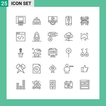 grupo de 25 moderno líneas conjunto para motel célula proyecto ubicación diseño editable vector diseño elementos