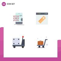 Pack of 4 creative Flat Icons of api website development page logistic Editable Vector Design Elements