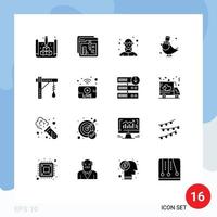 Set of 16 Modern UI Icons Symbols Signs for brightness pet file fly business Editable Vector Design Elements
