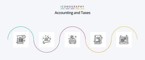 Taxes Line 5 Icon Pack Including customer. tax. car. income tax statement. rent vector