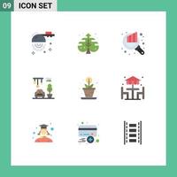 Flat Color Pack of 9 Universal Symbols of growth creative audit chandeliers home Editable Vector Design Elements