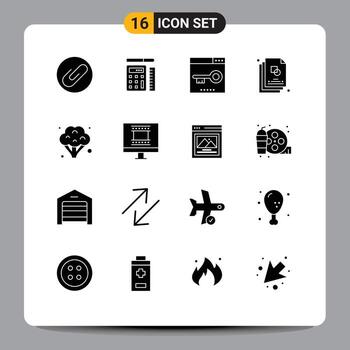 User Interface Pack of 16 Basic Solid Glyphs of food design keywords file sketch Editable Vector Design Elements