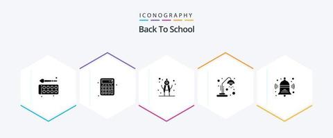 Back To School 25 Glyph icon pack including back. bell. divider. education. desk lamp vector