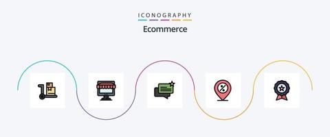 comercio electrónico línea lleno plano 5 5 icono paquete incluso insignia. porcentaje. charlar. por ciento. comercio electrónico vector