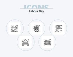 Labour Day Line Icon Pack 5 Icon Design. architecture. stop. cap. notice. labour badge vector