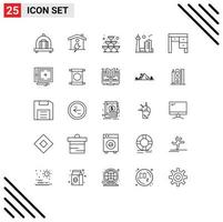 Set of 25 Commercial Lines pack for furniture decor wine toronto city Editable Vector Design Elements