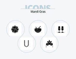 Mardi Gras Glyph Icon Pack 5 Icon Design. toasting. champagne glasses. flower. celebration. irish vector