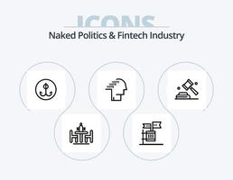 desnudo política y fintech industria línea icono paquete 5 5 icono diseño. corrupto. soborno. votar. soborno. influencia vector