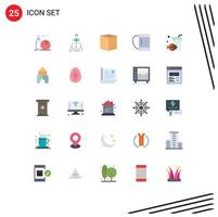 Flat Color Pack of 25 Universal Symbols of drink duffle group bag delivery Editable Vector Design Elements