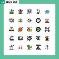 Universal Icon Symbols Group of 25 Modern Filled line Flat Colors of global lamp stock candle sales Editable Vector Design Elements