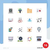 Group of 16 Flat Colors Signs and Symbols for novel music folder midi controller Editable Pack of Creative Vector Design Elements