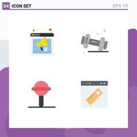 Universal Icon Symbols Group of 4 Modern Flat Icons of browser baby speaker dumbbell sound Editable Vector Design Elements