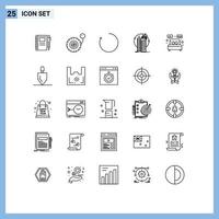 Group of 25 Modern Lines Set for room corporation arrow satellite smart city Editable Vector Design Elements