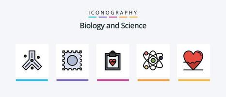 Biology Line Filled 5 Icon Pack Including biology. chemistry. science. blood. biochemistry. Creative Icons Design vector